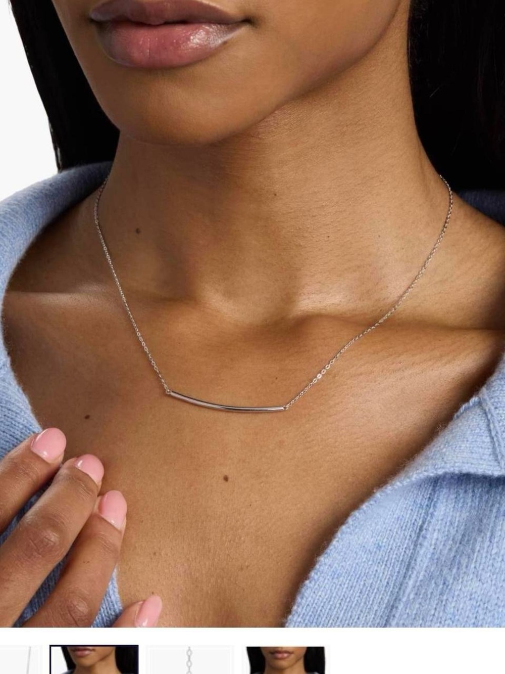 18" Smile Bar Necklace In Sterling Silver (1.25 Mm)